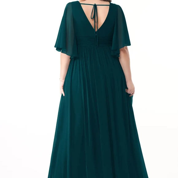 AZAZIE TEMEKA Pine A-Line Ruched Chiffon Bridesmaid Dress A18 - Picture 3 of 5